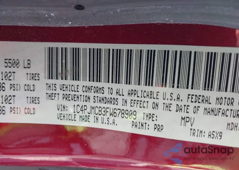 2015 Jeep Cherokee Latitude from USA, damaged, VIN 1C4PJMCB3FW678909